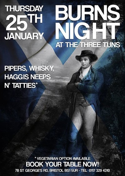 BURNS NIGHT- fully booked for dining at The Three Tuns