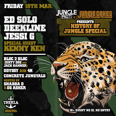 Jungle Riot presents: Jungle Cakes History special at Thekla in Bristol